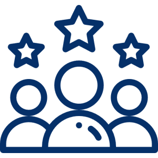 Three stylized figures with stars above their heads.
